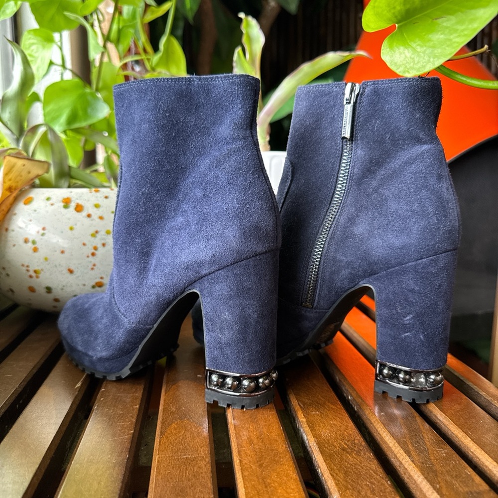 Karl Lagerfeld Blue Heeled Boots with Suede Finish - Picture 4 of 5